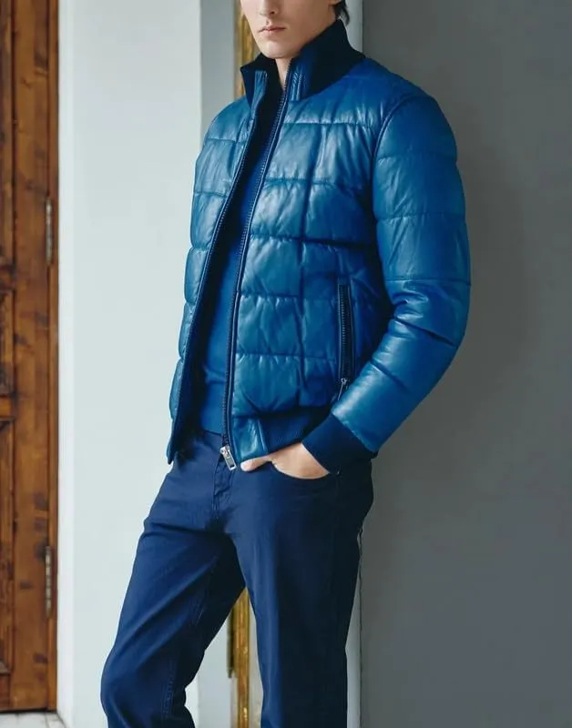 Mens Faux Leather Puffer Jacket - Men's Down Jackets & Coats Winter Jackets for Men