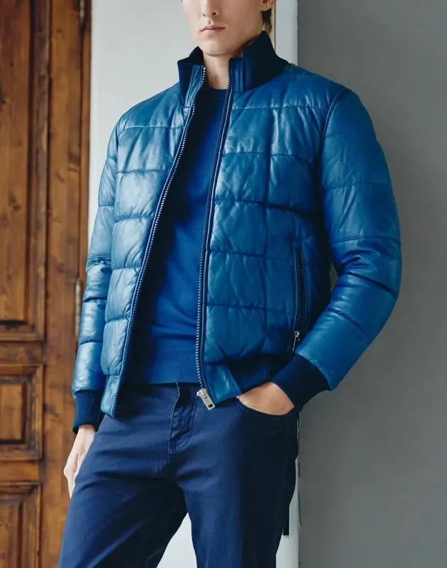 Mens Faux Leather Puffer Jacket - Men's Down Jackets & Coats Winter Jackets for Men
