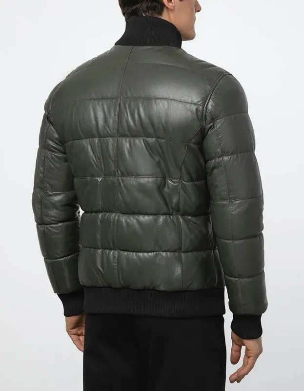 Mens Faux Leather Puffer Jacket - Men's Down Jackets & Coats Winter Jackets for Men