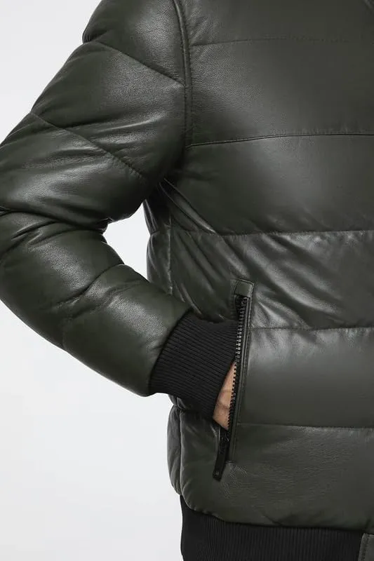 Mens Faux Leather Puffer Jacket - Men's Down Jackets & Coats Winter Jackets for Men