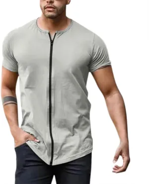 Men's Full Zip Short Sleeve T Shirt Crewneck Bicycle Tops Quick Drying Outdoor Mountain Cycling Jerseys