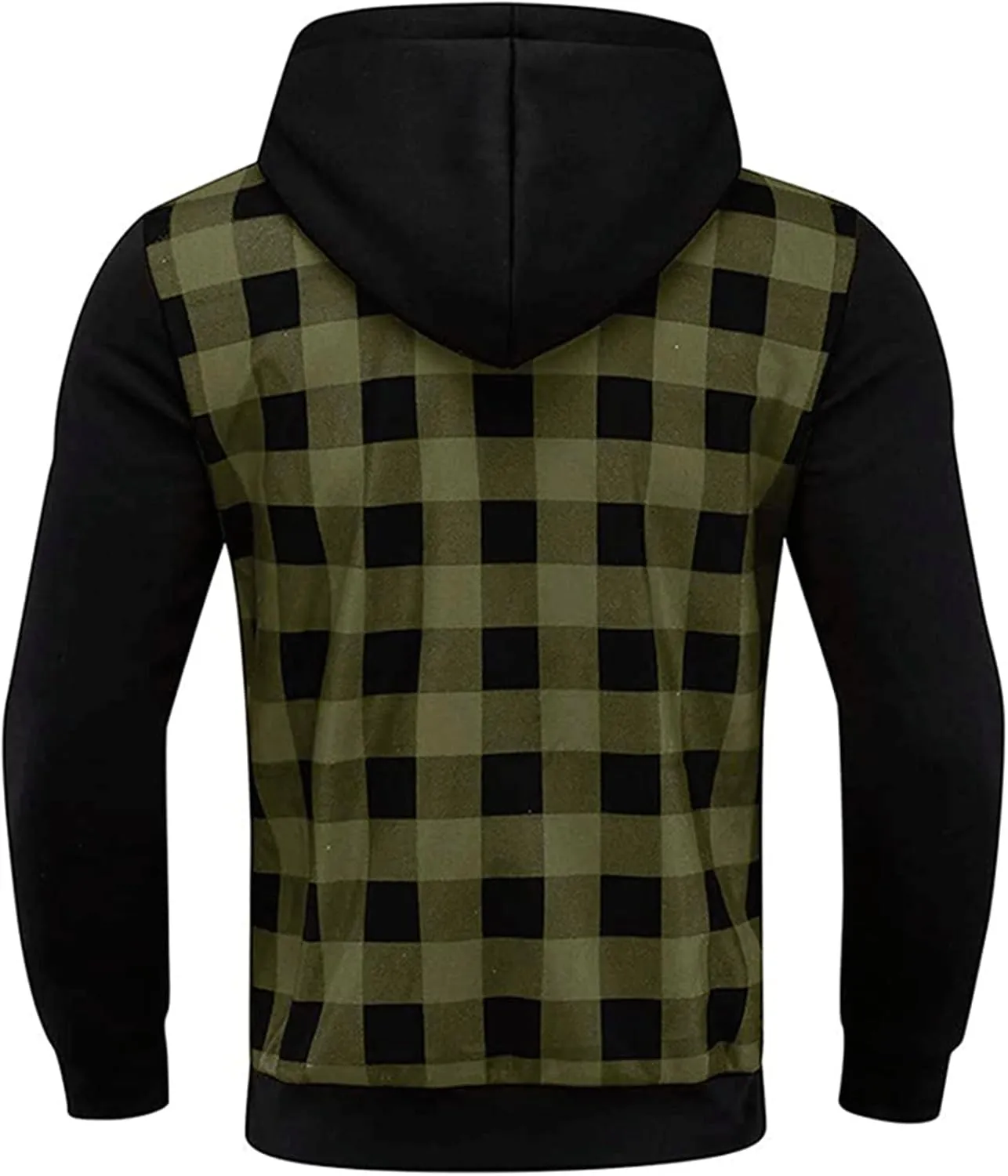 Mens Hooded Plaid Jacket Long Sleeve Casual Thin Coat Lightweight Casual Slim Fit Track Jackets with Checkered