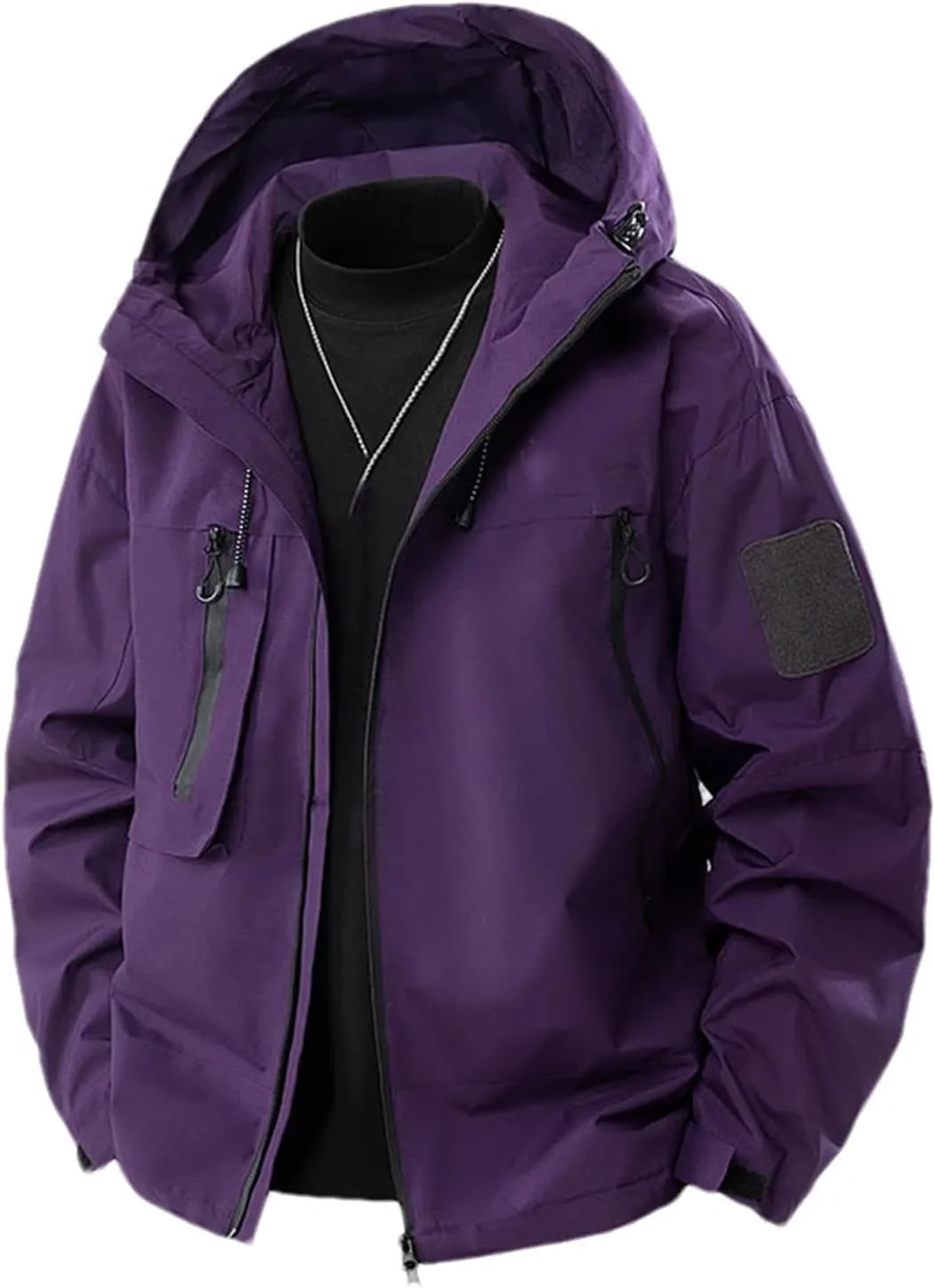 Men's Hooded Thin Jackets Mountain Skiing Outdoor Hiking Jackets Mountaineering Clothing