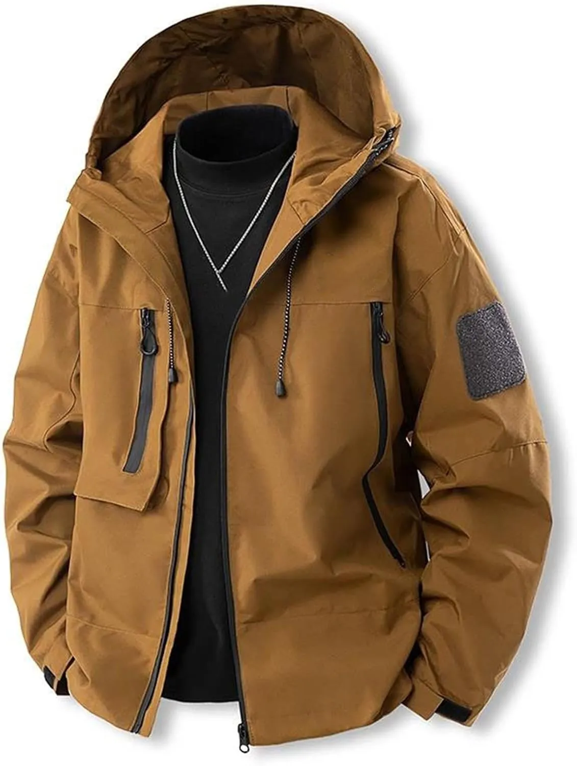 Men's Hooded Thin Jackets Mountain Skiing Outdoor Hiking Jackets Mountaineering Clothing