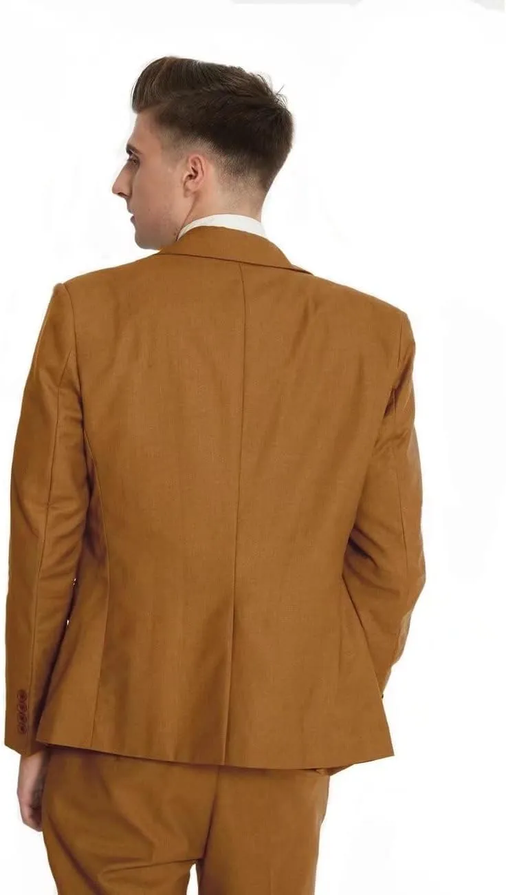 Men's Suits Slim Fit 3 Piece Suits for Men Double Breasted Suit Gold Button Blazer Wedding Suits Jacket Vest Pants Suit Set