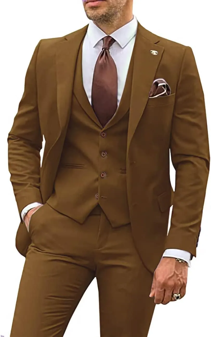Men's Suits Slim Fit - 3 Piece Suits for Men Two Button Blazer Wedding Suits Prom Dinner Party Jacket Vest & Pants Set