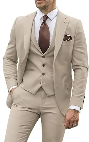 Men's Suits Slim Fit - 3 Piece Suits for Men Two Button Blazer Wedding Suits Prom Dinner Party Jacket Vest & Pants Set