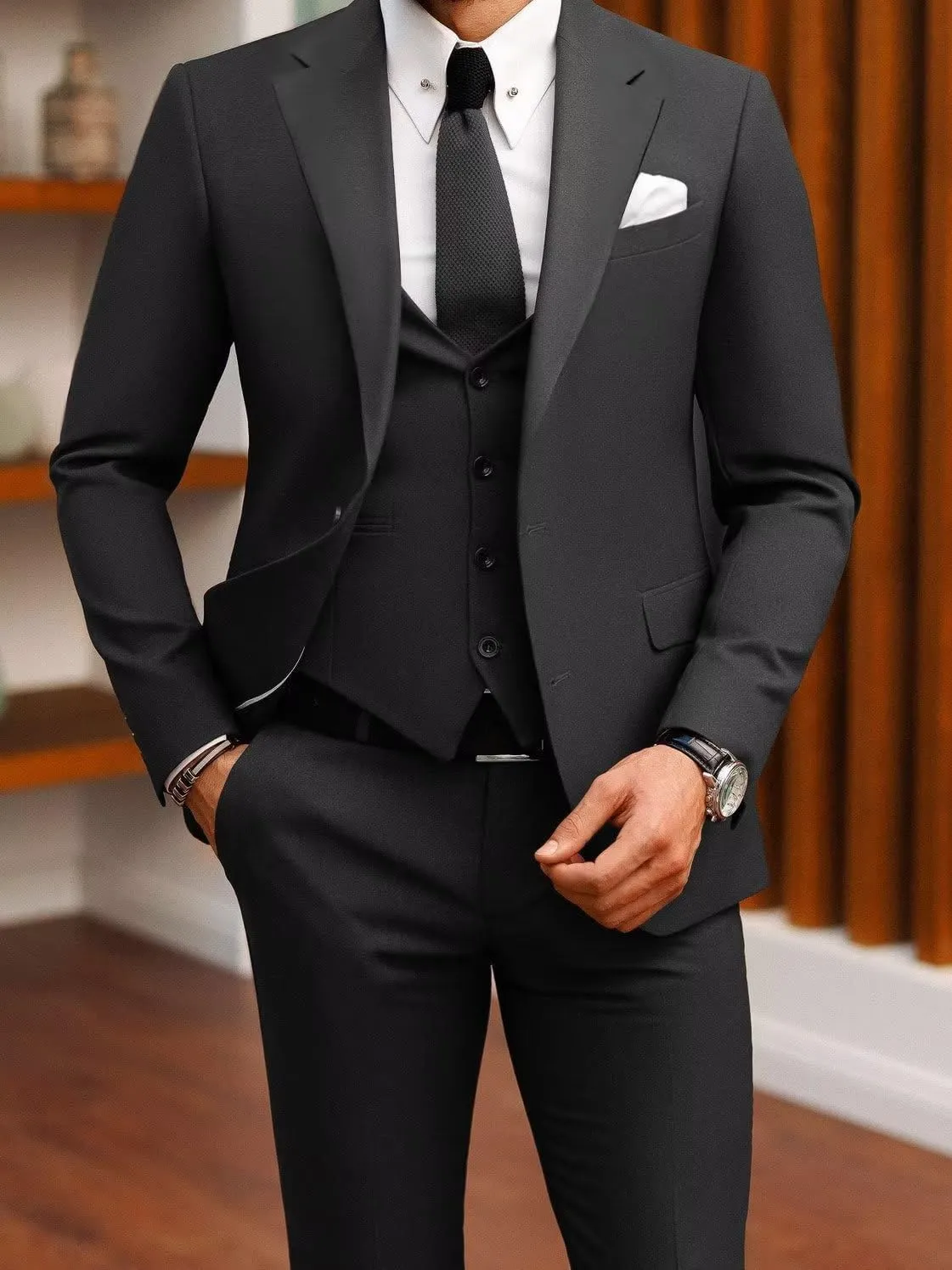 Men's Suits Slim Fit - 3 Piece Suits for Men Two Button Blazer Wedding Suits Prom Dinner Party Jacket Vest & Pants Set