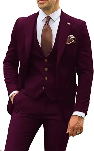 Men's Suits Slim Fit - 3 Piece Suits for Men Two Button Blazer Wedding Suits Prom Dinner Party Jacket Vest & Pants Set