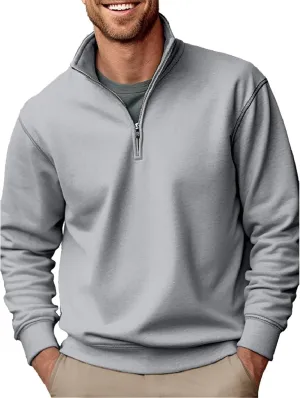 Mens Sweatshirts 1/4 Zipper Stand Collar Long Sleeve Pullover Tops Fall Winter Solid Casual Athletic Sweater Tops
