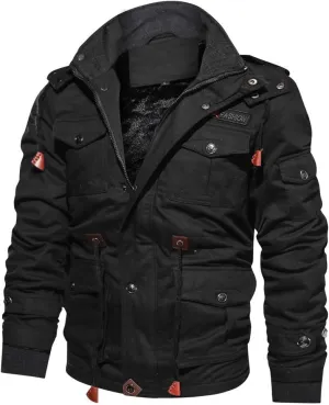 Men's Tactical Jackets Casual Fleece Hoodie Full Zip Up Jackets Coats Polar Fleece Jacket Windproof Outdoor Outwear