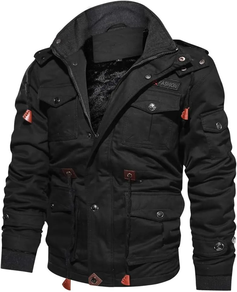 Men's Tactical Jackets Casual Fleece Hoodie Full Zip Up Jackets Coats Polar Fleece Jacket Windproof Outdoor Outwear
