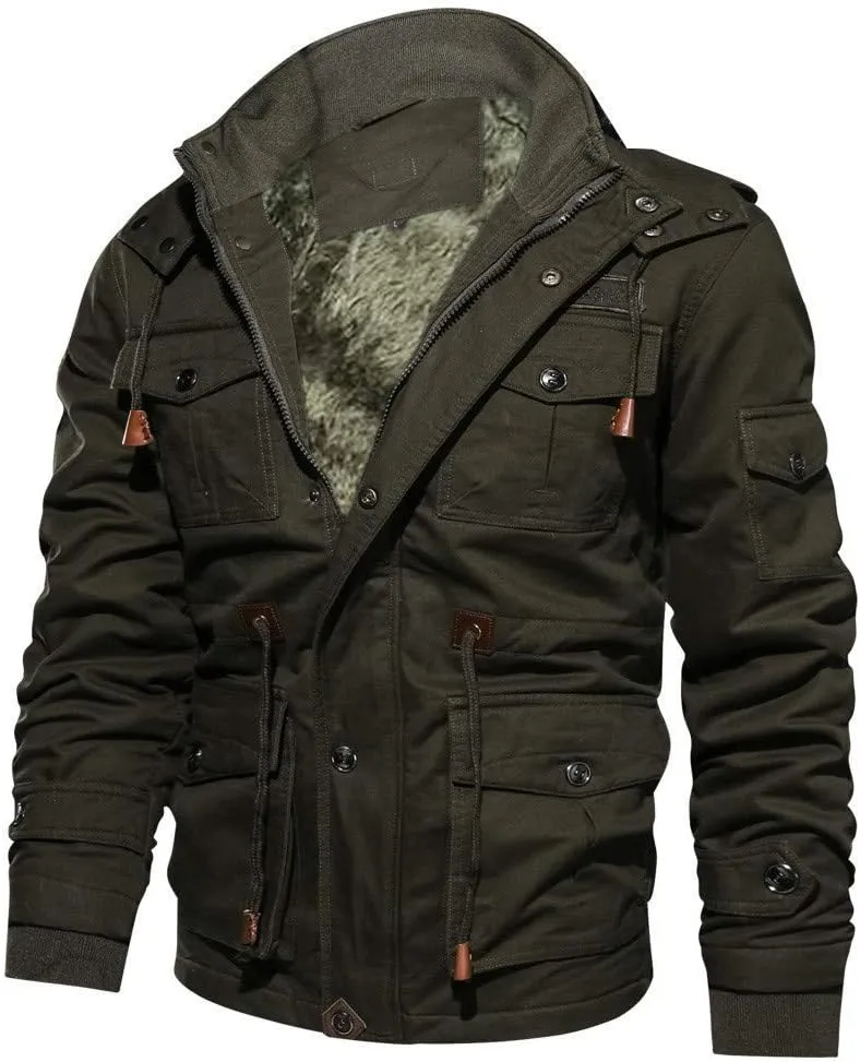 Men's Tactical Jackets Casual Fleece Hoodie Full Zip Up Jackets Coats Polar Fleece Jacket Windproof Outdoor Outwear