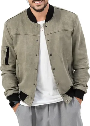 Mens Varsity Jacket Faux Suede Bomber Jackets Windbreaker Vintage Casual Lightweight Leather Coats Jackets