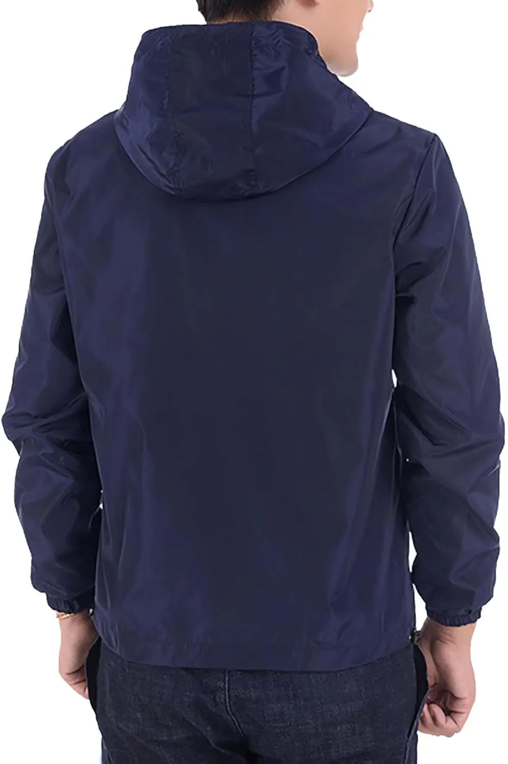 Mens Windbreaker Jackets Lightweight Hooded Zippered Jackets for Men Hiking Cycling Sportswear