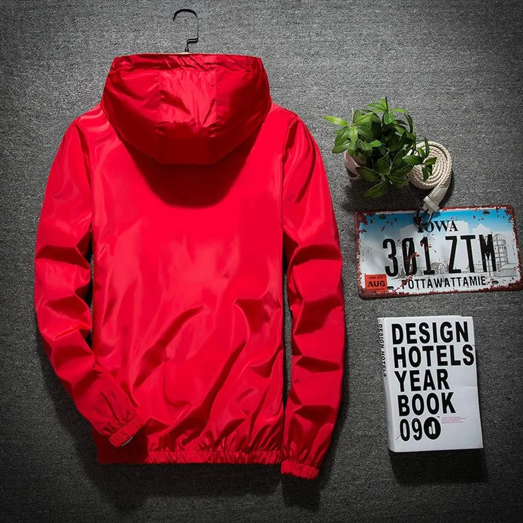 Mens Winter Jacket Mens Casual Jacket Casual Size Hoodie Reflective Zipper Outdoor Sport Coat