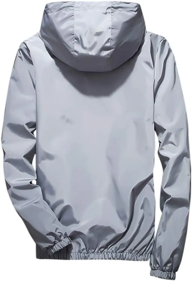 Mens Winter Jacket Mens Casual Jacket Casual Size Hoodie Reflective Zipper Outdoor Sport Coat