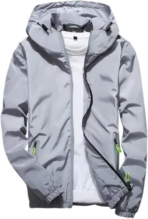 Mens Winter Jacket Mens Casual Jacket Casual Size Hoodie Reflective Zipper Outdoor Sport Coat