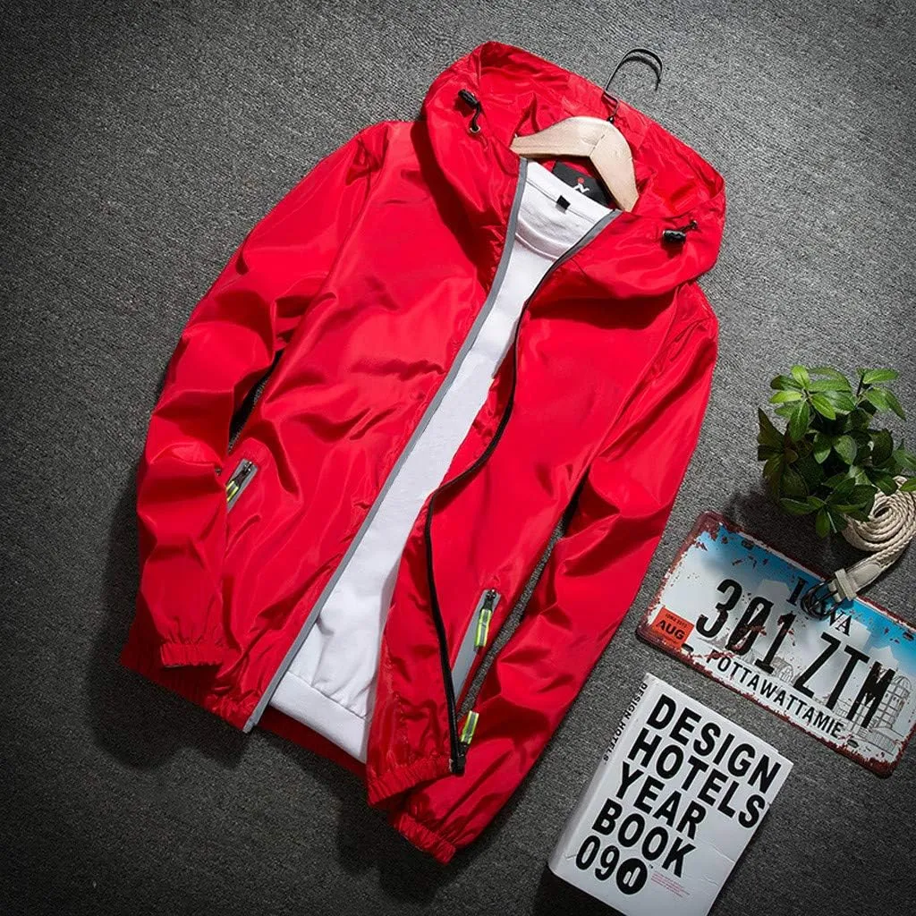 Mens Winter Jacket Mens Casual Jacket Casual Size Hoodie Reflective Zipper Outdoor Sport Coat
