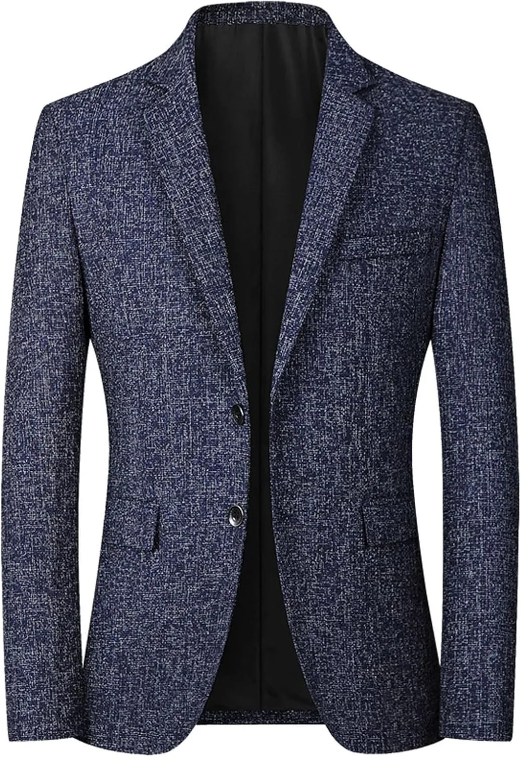 Mens Wool Blend Blazer Jacket Notch Lapel Two Button Suit Blazer Slim Round Hem Pocket Small Suit Casual Jacket