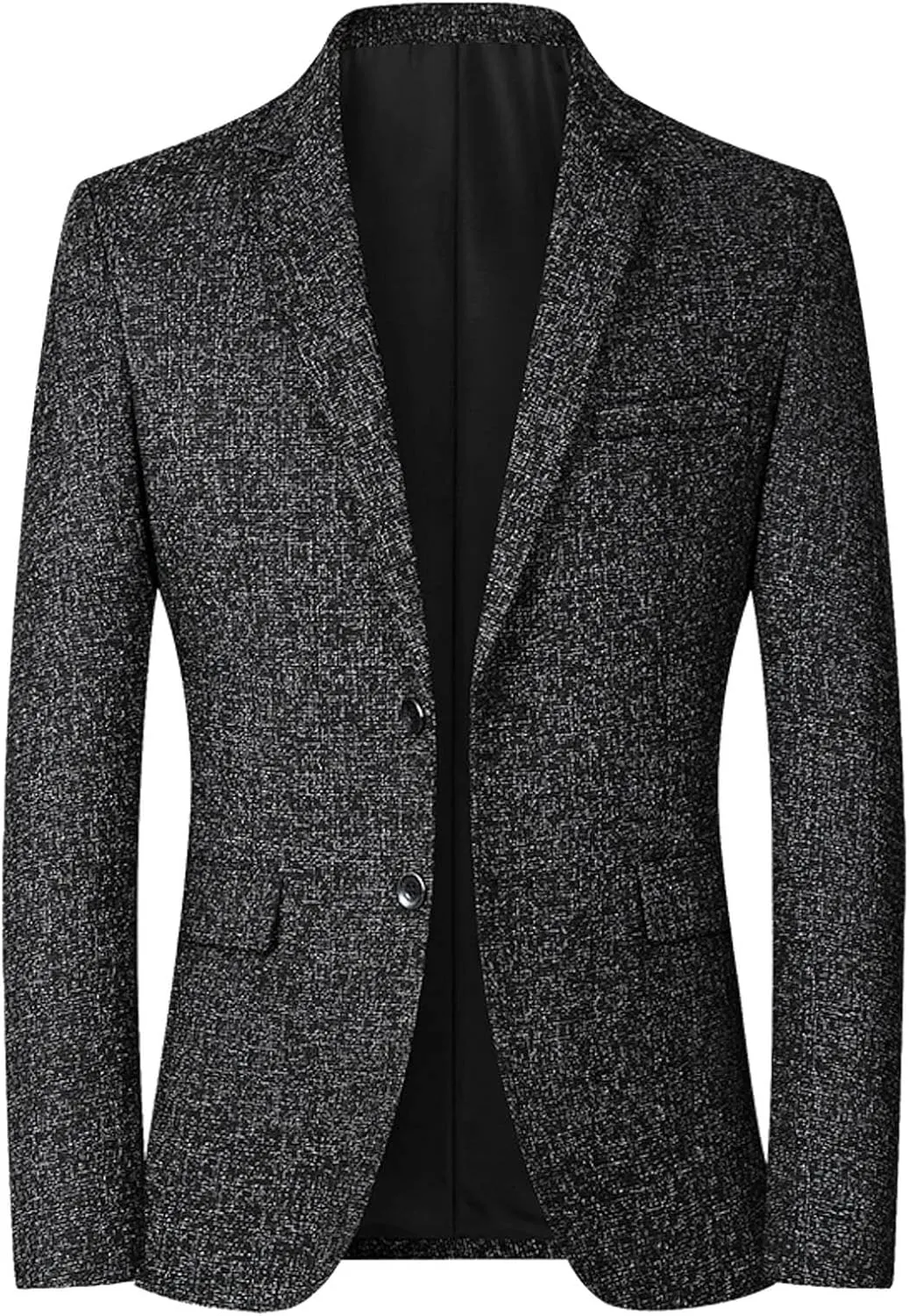 Mens Wool Blend Blazer Jacket Notch Lapel Two Button Suit Blazer Slim Round Hem Pocket Small Suit Casual Jacket