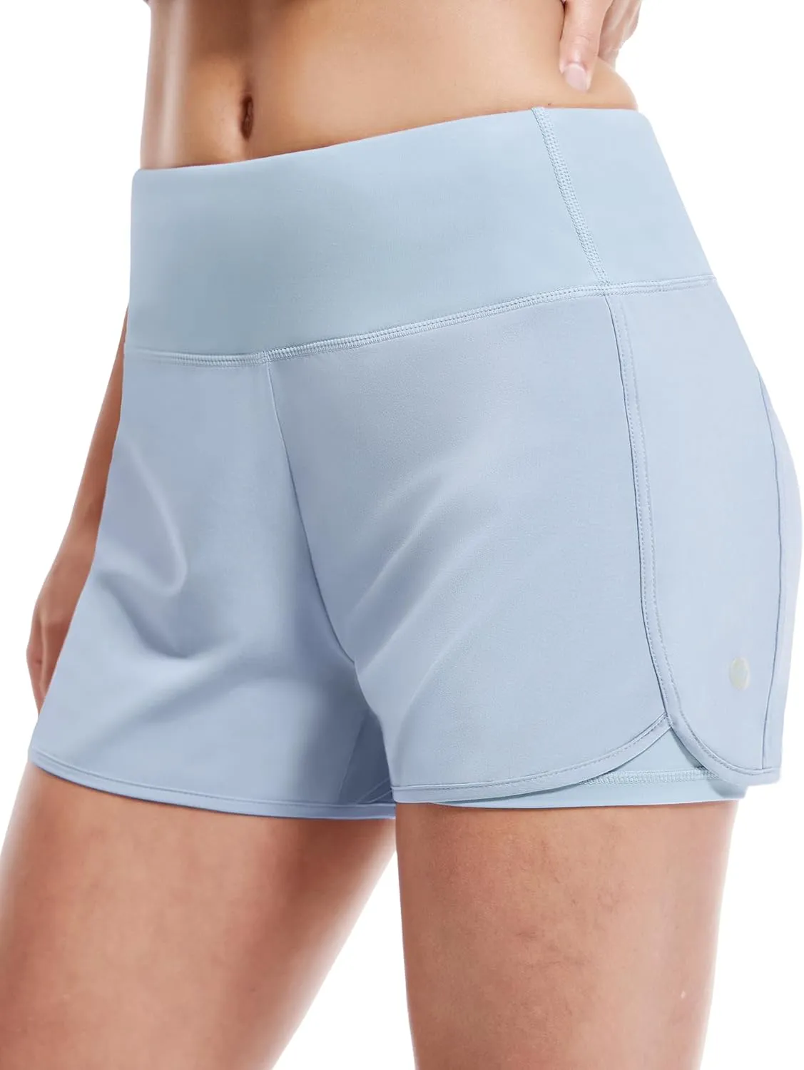 MIER Women's 2 in 1 Running Shorts Athletic High Waisted Workout Tennis Gym Shorts with Liner Zipper Pocket 3"