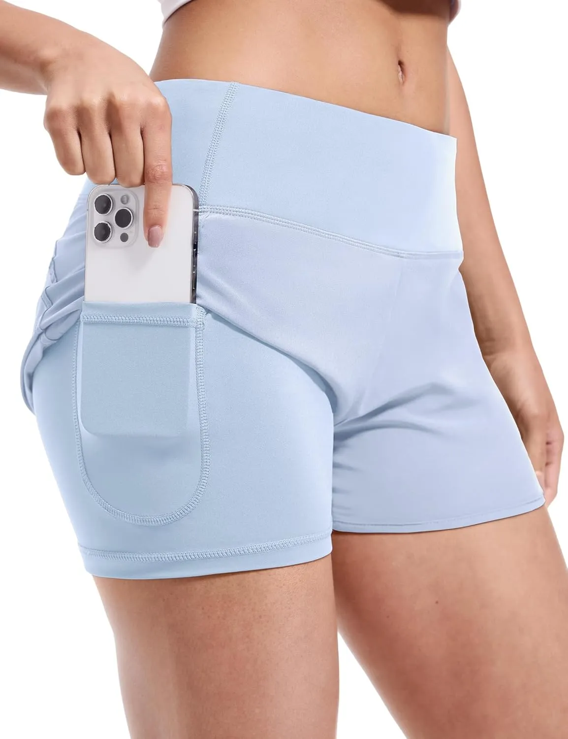 MIER Women's 2 in 1 Running Shorts Athletic High Waisted Workout Tennis Gym Shorts with Liner Zipper Pocket 3"