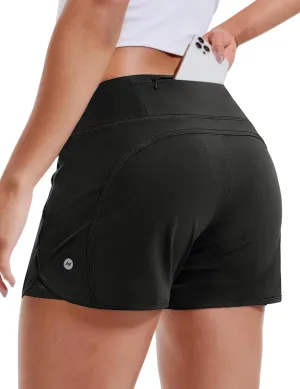 MIER Women's 2 in 1 Running Shorts Athletic High Waisted Workout Tennis Gym Shorts with Liner Zipper Pocket 3"