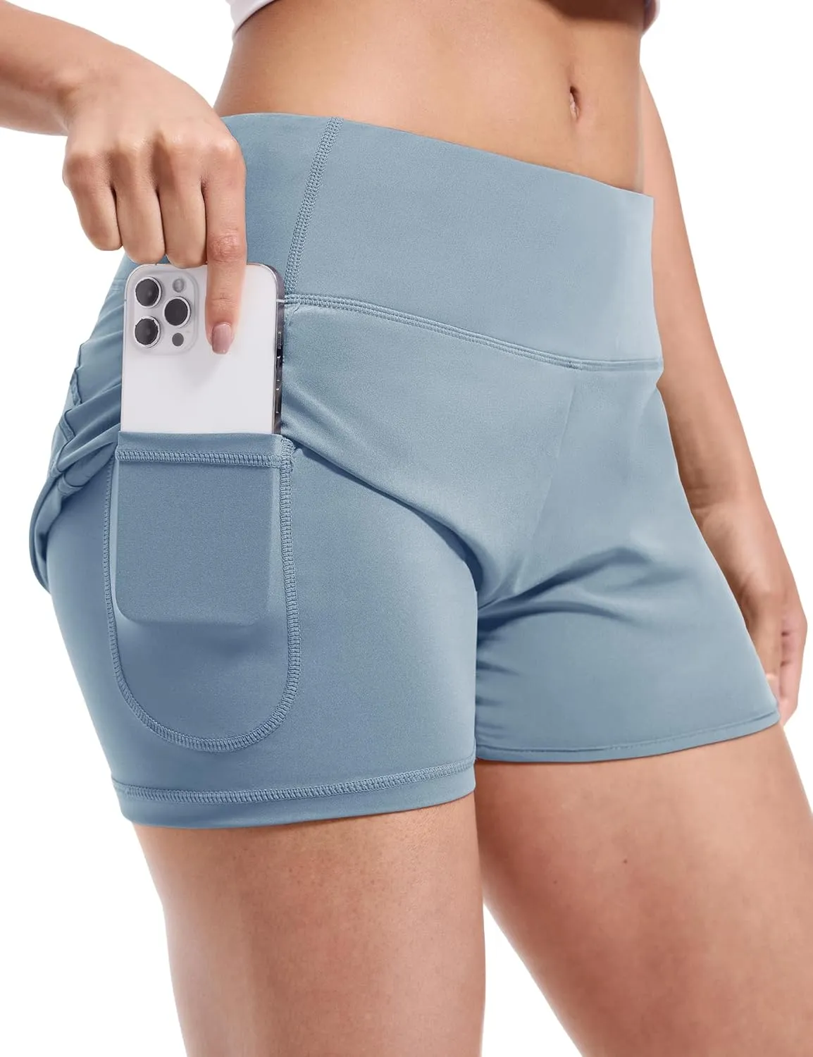 MIER Women's 2 in 1 Running Shorts Athletic High Waisted Workout Tennis Gym Shorts with Liner Zipper Pocket 3"