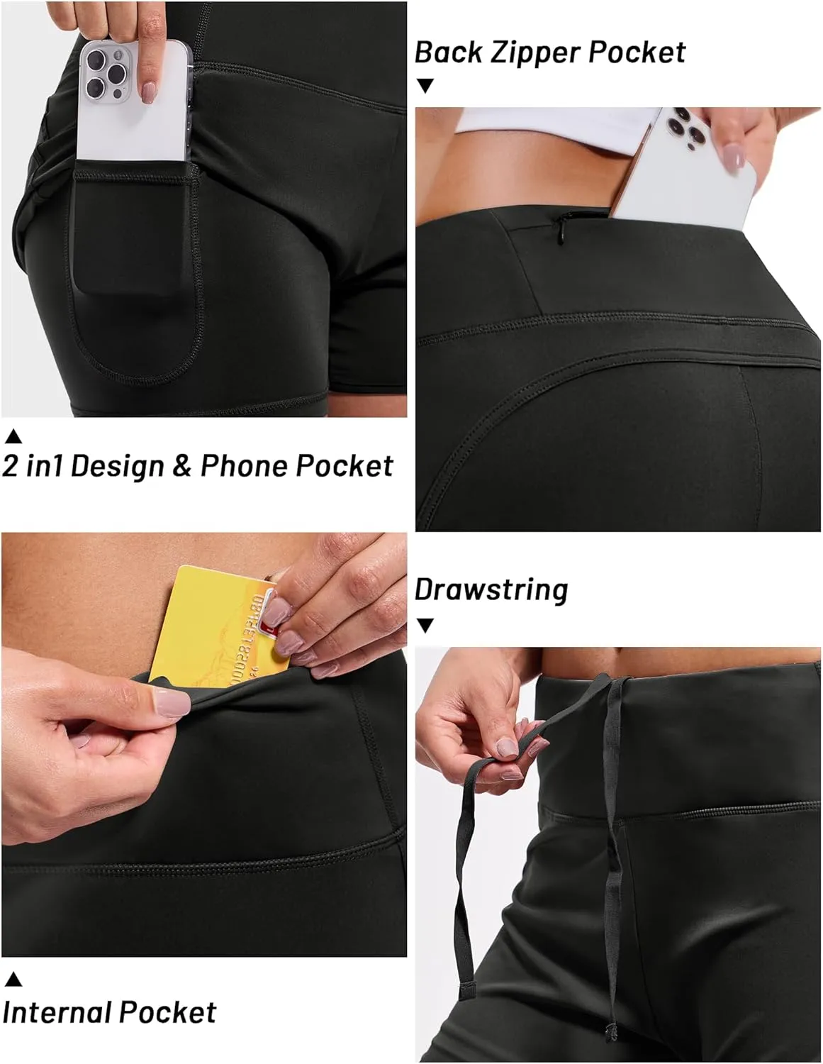 MIER Women's 2 in 1 Running Shorts Athletic High Waisted Workout Tennis Gym Shorts with Liner Zipper Pocket 3"
