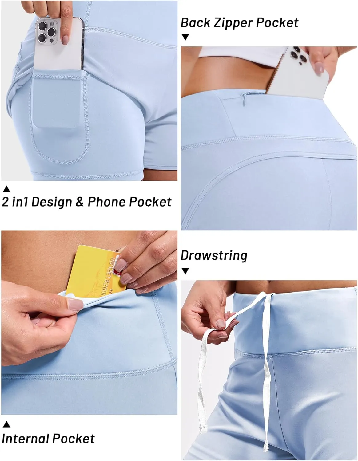 MIER Women's 2 in 1 Running Shorts Athletic High Waisted Workout Tennis Gym Shorts with Liner Zipper Pocket 3"