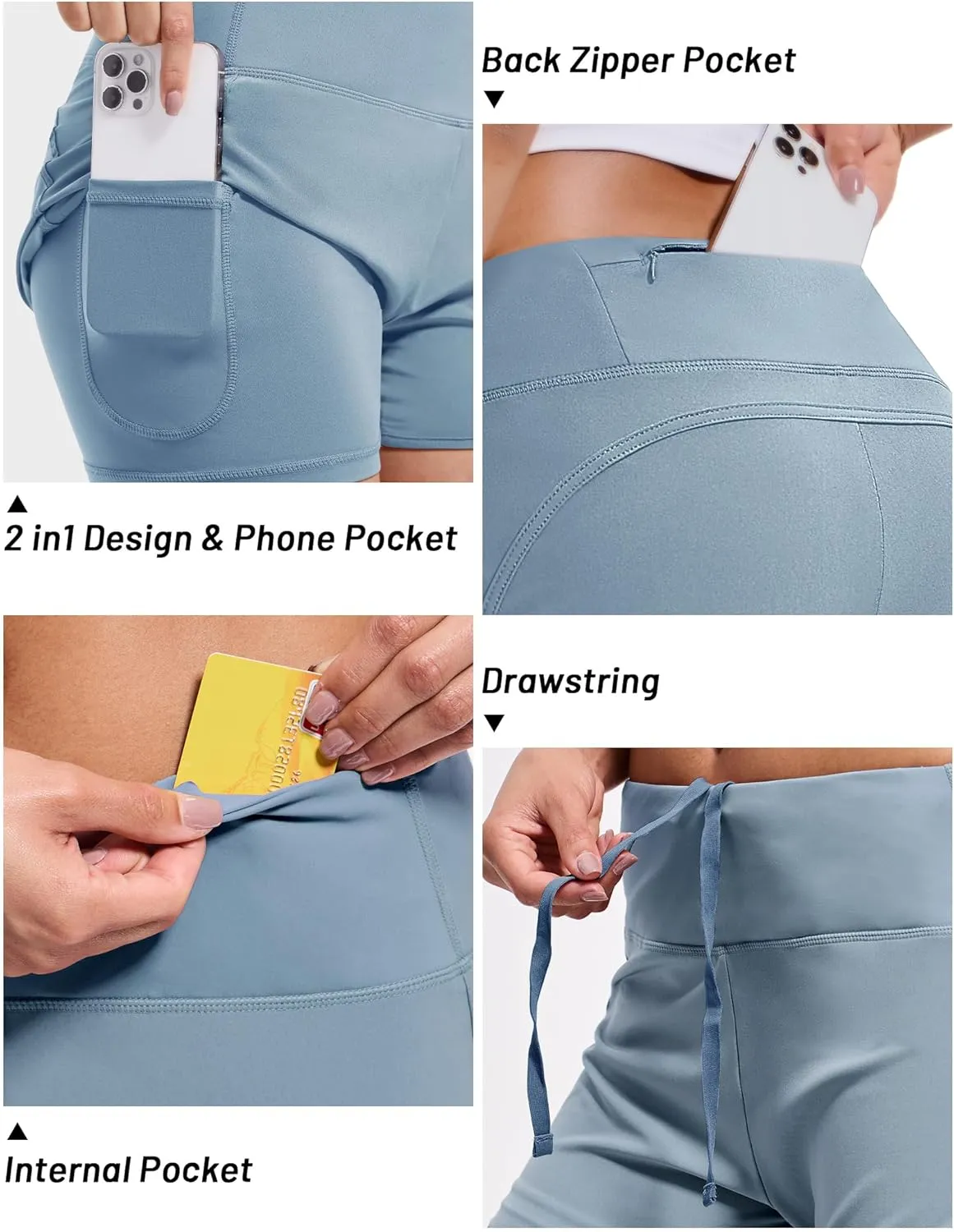MIER Women's 2 in 1 Running Shorts Athletic High Waisted Workout Tennis Gym Shorts with Liner Zipper Pocket 3"