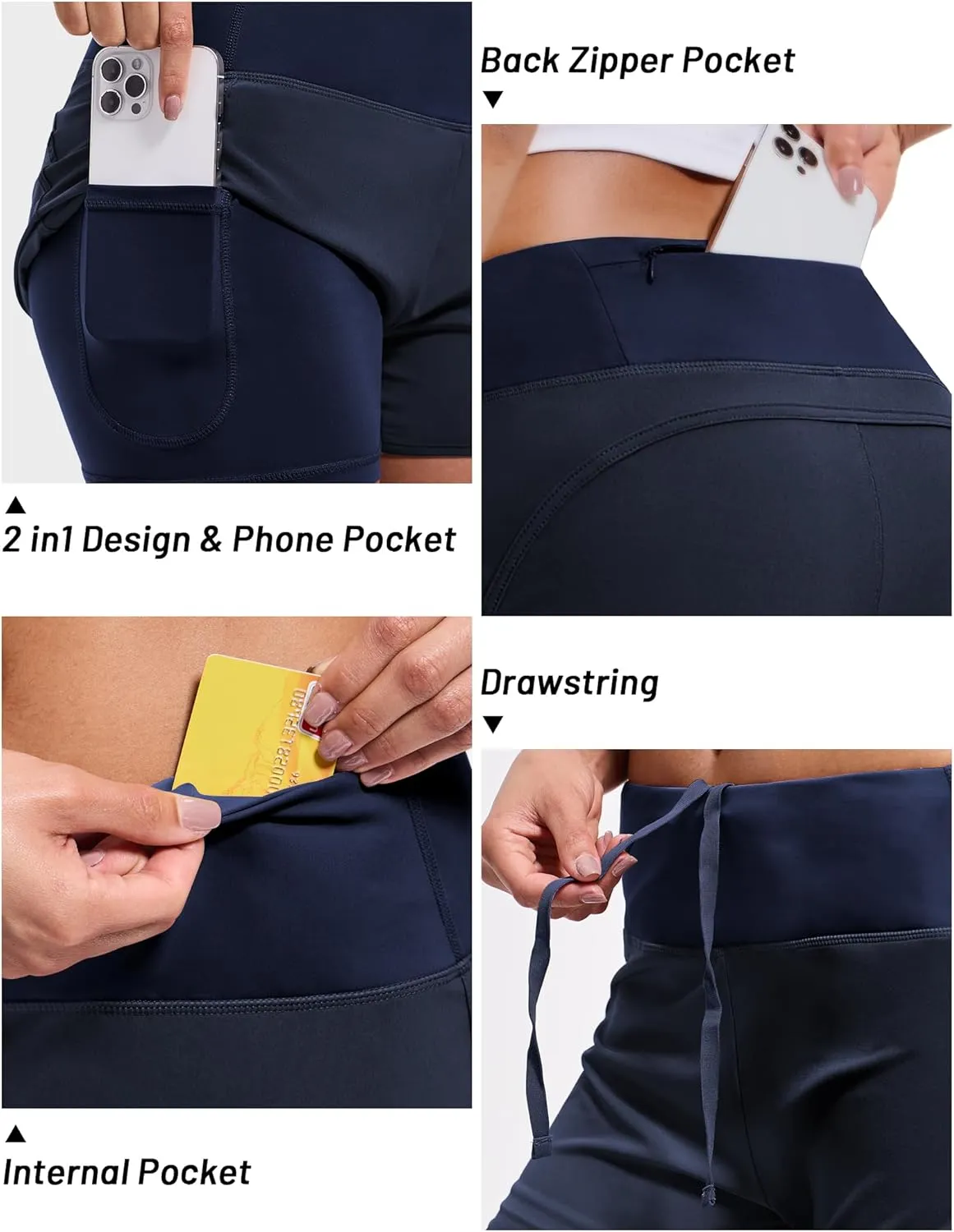 MIER Women's 2 in 1 Running Shorts Athletic High Waisted Workout Tennis Gym Shorts with Liner Zipper Pocket 3"