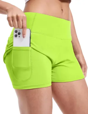 MIER Women's 2 in 1 Running Shorts Athletic High Waisted Workout Tennis Gym Shorts with Liner Zipper Pocket 3"