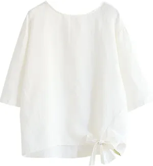 Minibee Women's Cotton Linen Blouse Cute Tunics Tops Shirt