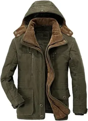Multi-Pocket Cargo Jackets Male Long Winter Coats Down Jackets Hooded Warm Parkas