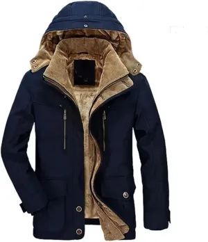 Multi-Pocket Cargo Jackets Male Long Winter Coats Down Jackets Hooded Warm Parkas
