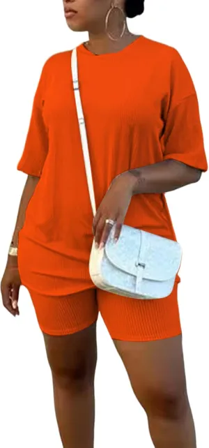nclook Womens 2 Piece Outfits Light Lounge Sets Ribbed Knit Shorts Pajama Sets