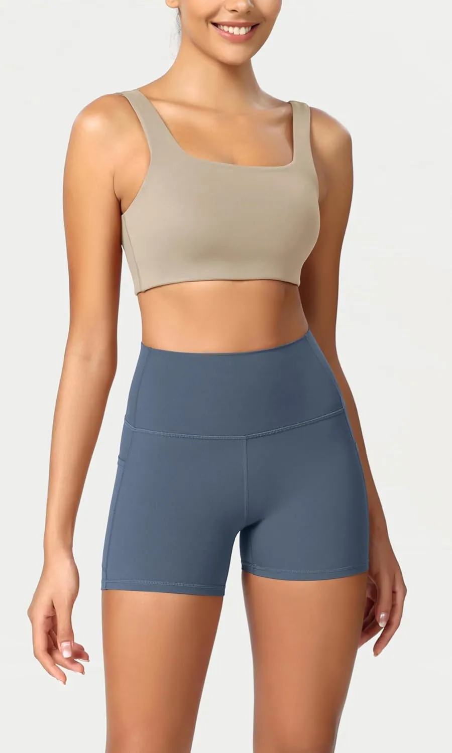 ODODOS ODCLOUD Women's High Waist Lounge Yoga Shorts with Pockets, 4"/6"/8"/10" Buttery Soft Biker Shorts
