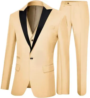 One Button 3 Pieces Green Wedding Suits Notch Lapel Men Suits Groom Tuxedos