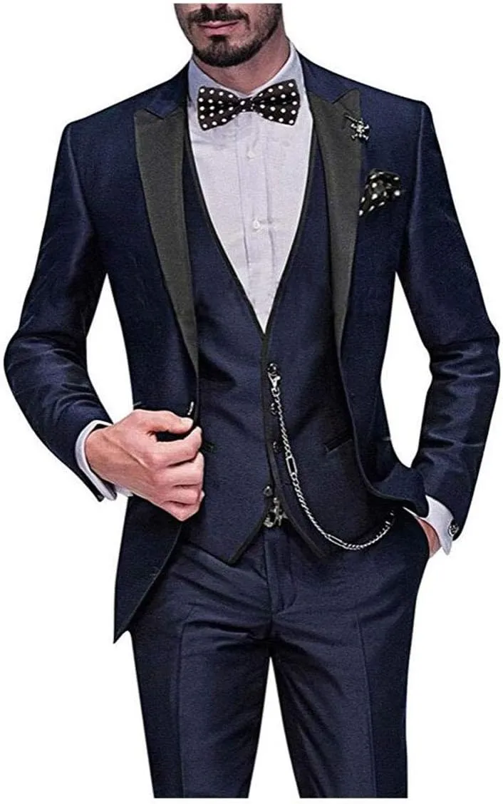 One Button 3 Pieces Green Wedding Suits Notch Lapel Men Suits Groom Tuxedos