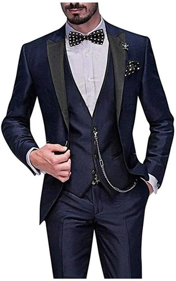 One Button 3 Pieces Green Wedding Suits Notch Lapel Men Suits Groom Tuxedos