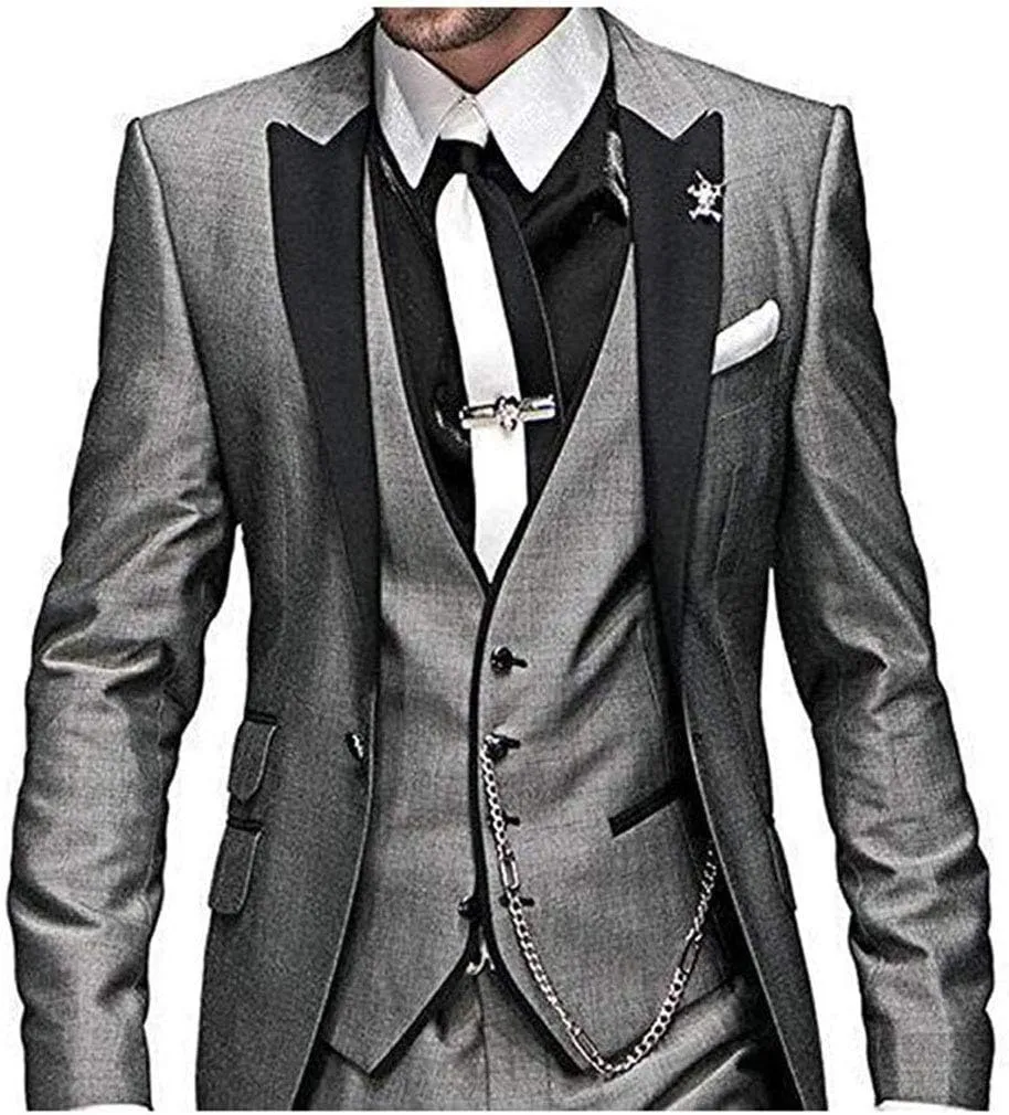 One Button 3 Pieces Green Wedding Suits Notch Lapel Men Suits Groom Tuxedos