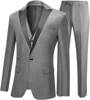 One Button 3 Pieces Green Wedding Suits Notch Lapel Men Suits Groom Tuxedos