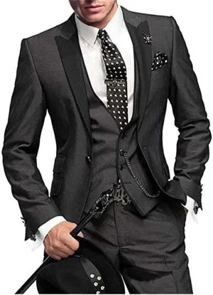 One Button 3 Pieces Green Wedding Suits Notch Lapel Men Suits Groom Tuxedos