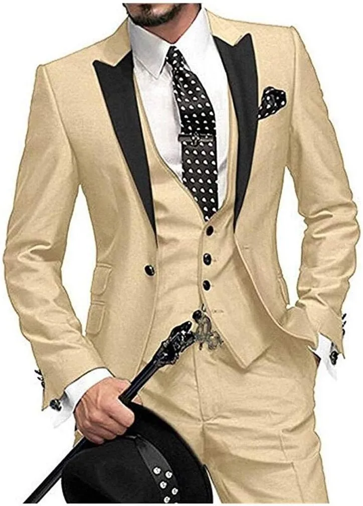 One Button 3 Pieces Green Wedding Suits Notch Lapel Men Suits Groom Tuxedos