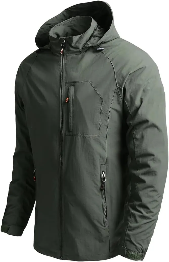 Pegsmio Men Outdoor Hiking Jackets Hooded Windbreaker Coat Autumn Retro Jackets
