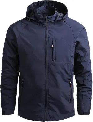 Pegsmio Men Outdoor Hiking Jackets Hooded Windbreaker Coat Autumn Retro Jackets