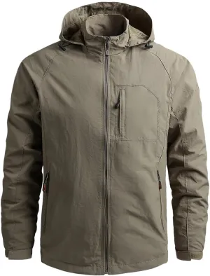 Pegsmio Men Outdoor Hiking Jackets Hooded Windbreaker Coat Autumn Retro Jackets
