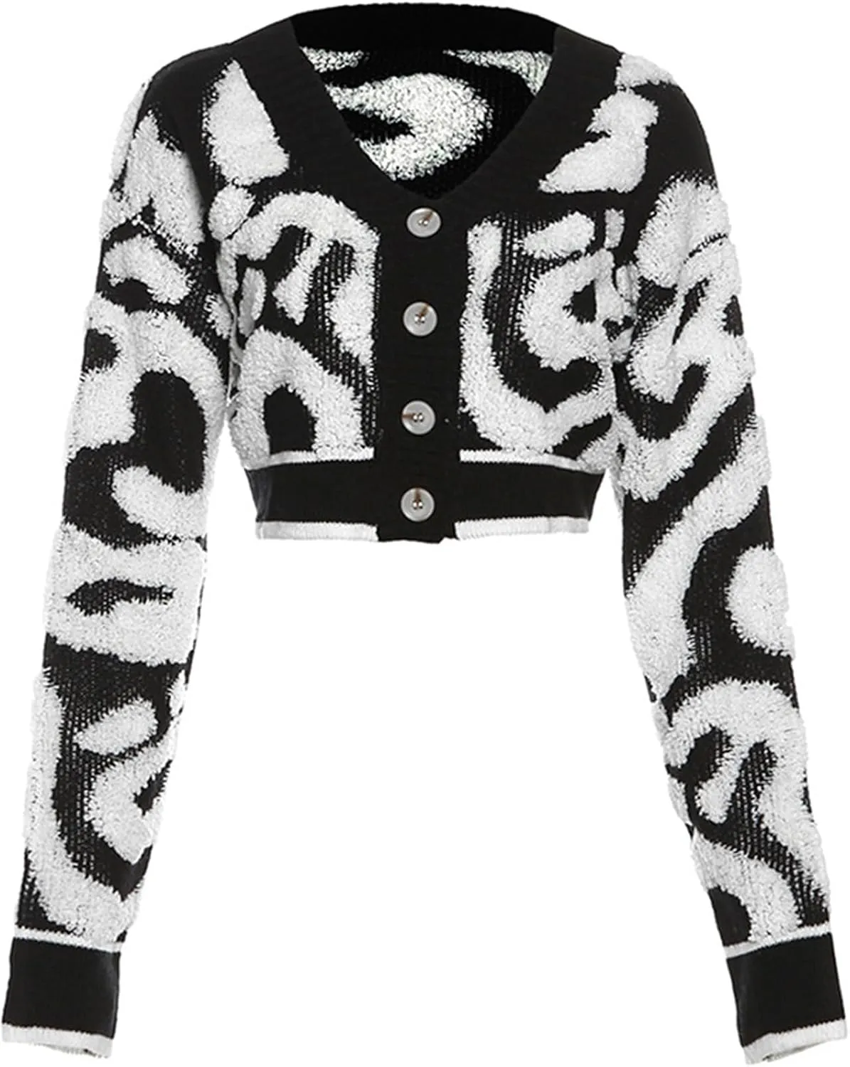 Perbai Womens V Neck Button Down Long Sleeve Colorblock Y2K Cropped Cardigan Sweater Jacket